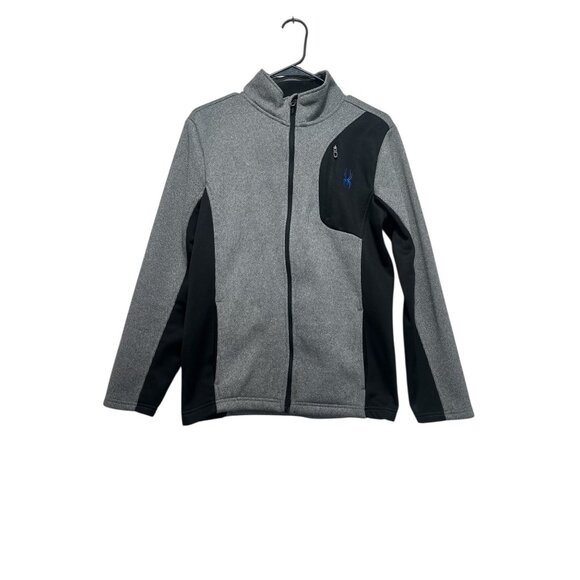 Spyder Raider Polar Tech Jacket Junior Mens XL 18-29 Gray Knit Thermal Outdoors - Picture 1 of 15